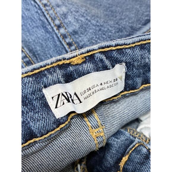 Zara Women's Blue High Waisted Slim Fit Flared Bootcut Leg Denim Jeans Pants 4 - Picture 4 of 5